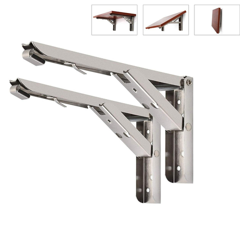 Buy Online 2pcs Folding Shelf Brackets Heavy Duty Stainless Steel Collapsible Shelf Bracket For Table Work Space Saving Diy Bracket Alitools