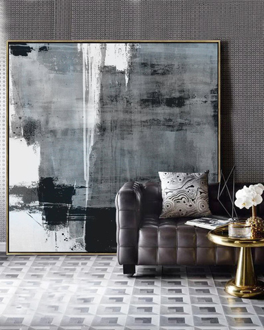 Oversized Minimalist Painting Canvas Black White Painting On Canvas Original Art On Canvas Extra Large Wall Art Grey Painting ► Photo 1/6