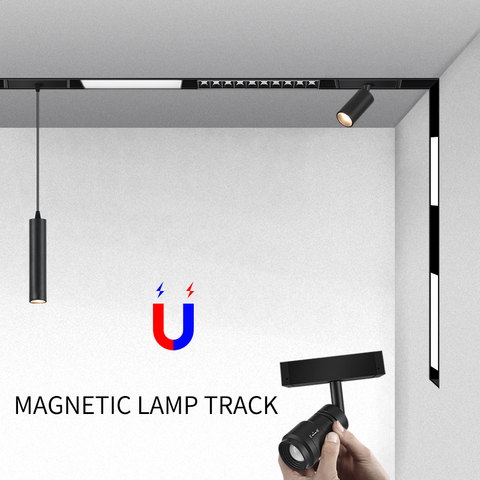 Creative magnetic lamp holder 34mm width aluminum 0.5M 1M ceiling recessed suspended LED magnet mount lights track Rail ► Photo 1/6