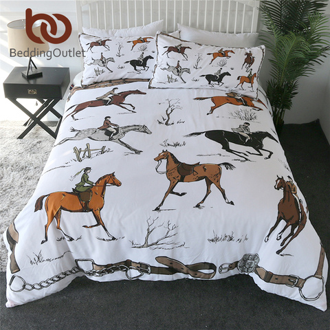 BeddingOutlet Animals Duvet Cover Set King Equestrian Bedspread England Tradition Horse Riding Bedding Set Sports Bed Clothes ► Photo 1/6