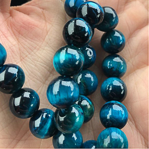 FLTMRH    Natural Stone Blue Zircon Tiger Eye Round Beads 4 6 8 10 12 MM DIY bracelet Necklace For Jewelry Making Wholesale ► Photo 1/6