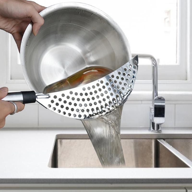 Pot Drainer Pan Strainer Filter Pasta Rice Clip On Pot Pan Kitchen Colander Tool 
