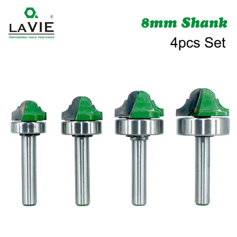 LAVIE 4pcs Set 8mm Shank Router Bit Bearing Double Roman Ogee Edging Milling Cutter For Wood Woodwork Line Knife Hobbing MC02101 ► Photo 1/6