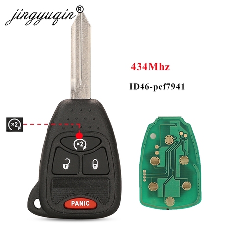 jingyuqin 4 Buttons Remote Car key 433Mhz for Chrysler/JEEP/DODG 300 200 Sedan Aspen Sebring PCF7941A HITAG 2 ID46 chip CE0888 ► Photo 1/4