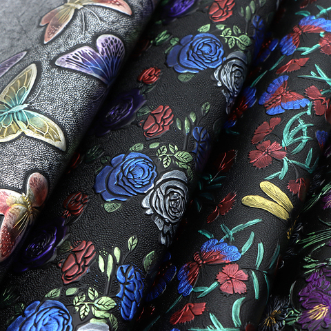 David accessories  50*60cm  Flower Butterfly Embossed Bump Texture Faux Leather Vinyl Fabric,DIY Handmade Material,1Yc10748 ► Photo 1/6