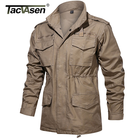 TACVASEN Army Field Jacket Men's Military 65 Cotton Hooded Coat Green Tactical Uniform Windbreaker Hunting Clothes Overcoat Male ► Photo 1/6