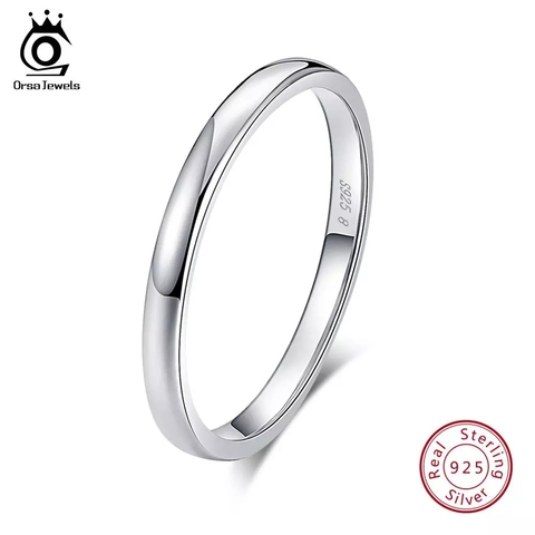 ORSA JEWELS Genuine 925 Sterling Silver Rings For Men Women Couple Rings Wedding Band Finger Ring Female Jewelry Wholesale OSR74 ► Photo 1/6