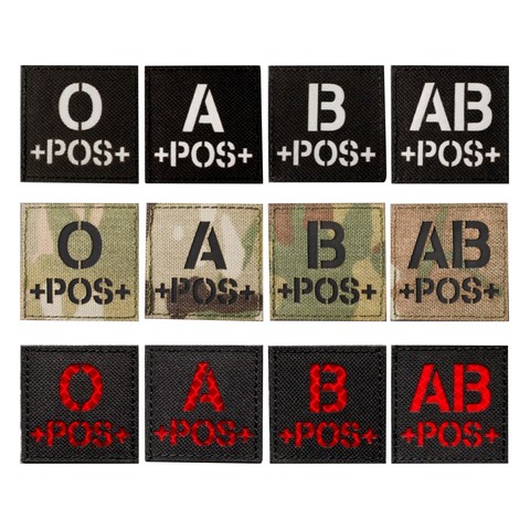 Blood Type Reflective IR Patch Armband Badge First Aid Recsue Tactical Sewing Applique Decorative  A B O AB Patches ► Photo 1/6