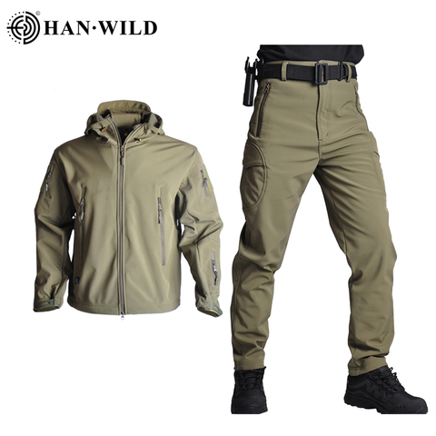 TAD Tactical Jackets Men Soft Shell Hiking Jacket Sets Army Waterproof Camo Hunting Clothes Shark Skin Military Jacket + Pants ► Photo 1/6