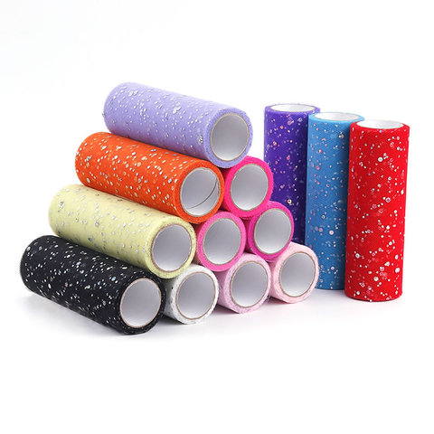 9.2/22m Glitter Sequin Tulle Roll 10/25 Yards 15cm Spool Tutu Wedding Decoration Organza Laser DIY Craft Birthday Party Supplies ► Photo 1/6