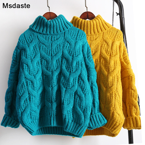 Sweater Women Pullovers Knitwear 2022 Winter Thick Casual Female Knitted Tops Pull Jumpers Oversized Woman Twist Warm Sweater ► Photo 1/6