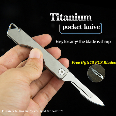 EDC Titanium Alloy Folding Knife High Hardness Mini Scalpel Outdoor Survival Camping Portable Tool ► Photo 1/6