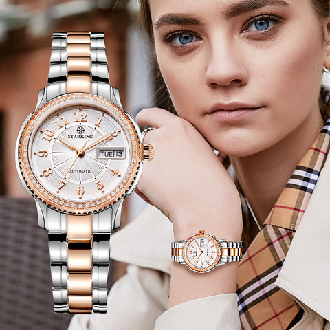 STARKING Women Mechanical Watch Miyota Movt Stainless Steel Wristwatch Sapphire Automatic Self-wind Bracelet Relogios Femininos ► Photo 1/6