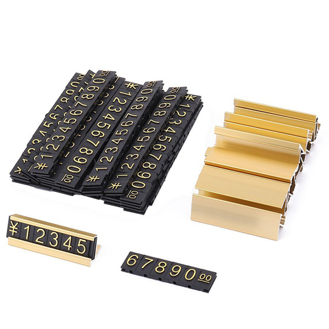 New 19 groups gold-tone metal, Arabic numerals together price tags ► Photo 1/3