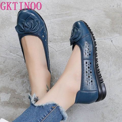 GKTINOO Summer Genuine Leather Shoes Women Butterfly-knot Loafers Women Flats Ballet Autumn Casual Flat Shoes Woman Moccasins ► Photo 1/6