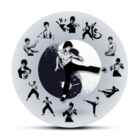 Yin Yang Chinese Kung Fu Wall Clock Martial Arts Home Decor Kung Fu Master Moving Needles Novelty Wall Watch Silent Movement ► Photo 1/6