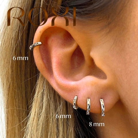 ROXI 925 Sterling Silver Small Hoop Earring Simple Round Circle Zircon Crystal Women's Earrings 2022 Geometric Lightning Jewelry ► Photo 1/6