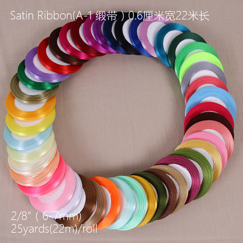 25 yards 22m Long Silk Satin 6mm Single Face Ribbon Party Home Wedding Decoration Gift Wrapping Christmas New Year DIY Material ► Photo 1/6