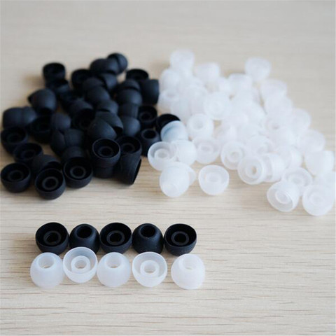 20pcs/lot Soft Silicon Ear Tip Cover Replacement Silicone EARBUD Tips for in-ear Earphones Headphones Accessories clear black ► Photo 1/4