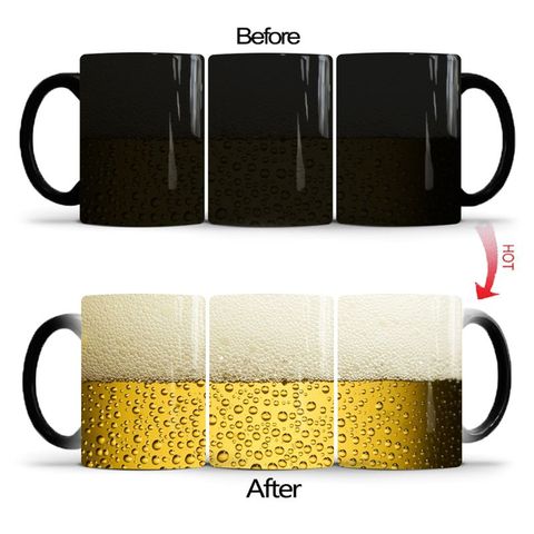 Funny Beer Bubble Color Changing Cup Creative Ceramic Coffee Mug Kitchen supplie ► Photo 1/6