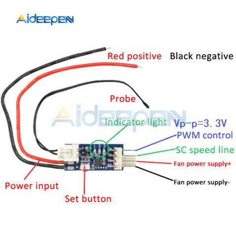 DC 5V 12V 4 Wire PWM Fan Temperature Control Speed Controller Governor Regulator for PC Computer CPU Fan Cooler Alarm Module ► Photo 1/5