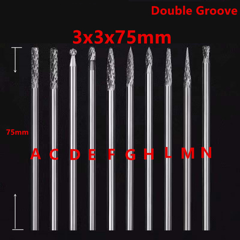 Jrealmer 1pcs 3x3x75mm Long tungsten carbide burrs Rotary Burrs ► Photo 1/6