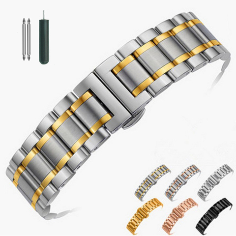 Stainless Steel Watch band Strap Bracelet Watchband Wristband Butterfly Black Silver Rose Gold 14mm 16mm 18mm 20mm 22mm 24mm ► Photo 1/6