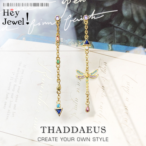 Colourful Dragonfly Drop Earrings,Europe Style Playful Fine Jewerly For Women,2022 Brand New Boehmia Gift In 925 Sterling Silver ► Photo 1/6