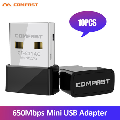 10pcs USB WiFi Adapter 650Mbps Dual Band 2.4/5Ghz Wireless External Receiver Mini WiFi Dongle for PC/Laptop/Desktop ► Photo 1/6