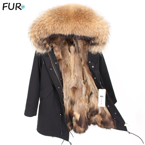 Real Fur Coat Men Winter Jacket Natural Raccoon Fur Coats Hooded Warm Long Jackets Plus Size 7xl Male Parkas ► Photo 1/1