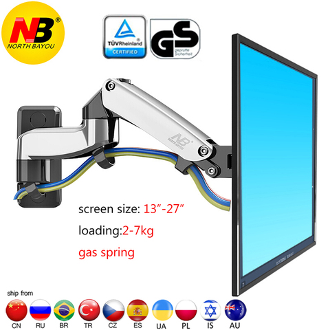 NB F150 2-7kg 75x75 100x100 aluminum Gas spring 360 degree rotate tv mount bracket dual arm 17