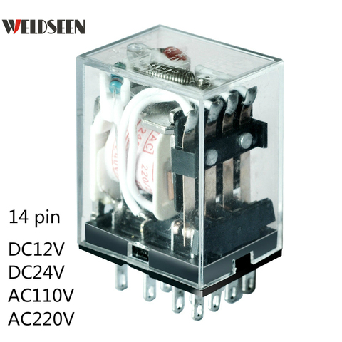 HH54P Small Electromagnetic Relay Power Relay Switch 12V 24V 110V 220V Coil  4NO 4NC DIN Rail 14 Pins Base Mini Relay - Price history & Review, AliExpress Seller - Weldseen Factory Store