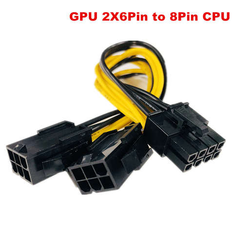 Graphics card Dual 6Pin Male PCI-E To 8Pin Female GPU video card 2X6pin to 8pin CPU 18AWG Power Supply Cable Y-Splitter Adapter ► Photo 1/5