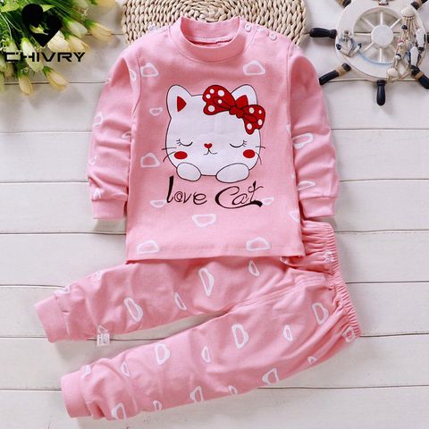 2022 Newborn Kids Boys Girls Pajama Sets Cartoon Long Sleeve Cute T-Shirt Tops with Pants Toddler Baby Autumn Sleeping Clothes ► Photo 1/6