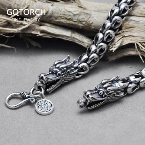925 Sterling Silver Dragon Scales Necklaces Sweater Chain For Men Original Handmade Vintage Thai Silver Men Accessories 2017 ► Photo 1/5