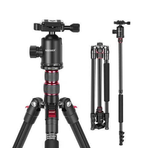 Neewer 77-Inch Tripod, Camera Tripod for DSLR, 2-in-1 Compact Aluminum Tripod Monopod with 360 Degree Ball Head, 2 Center Axis ► Photo 1/6