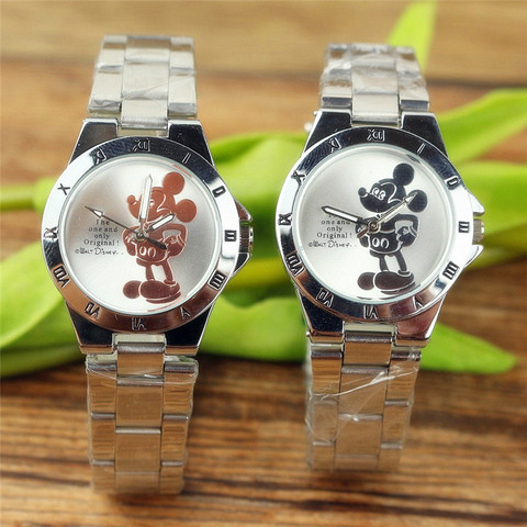 Disney Mickey Mouse Minnie Kids Student Cartoon Watch Aolly Steel Quartz Watches Clock for Boys Girls Gift ► Photo 1/6