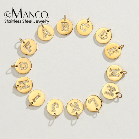 eManco 26 Zircon Alphabets Pendant for Necklace Not Fade Stainless Steel Charms for Bracelet Make Earrings Jewelry Findings ► Photo 1/3