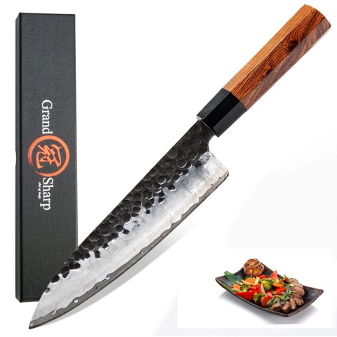 Grandsharp Handmade Kitchen Knives 8 inch Chef Knife Japanese AUS10 High Carbon Steel ECO Friendly Cooking Tools Wooden Handle ► Photo 1/6