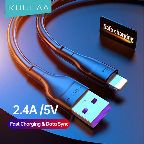 KUULAA USB Cable for iPhone Charging Cable 2.4A Fast Charger Cable for iPhone 12 11 Pro Max Xs X 8 7 Plus SE USB Cable Data Line ► Photo 1/6