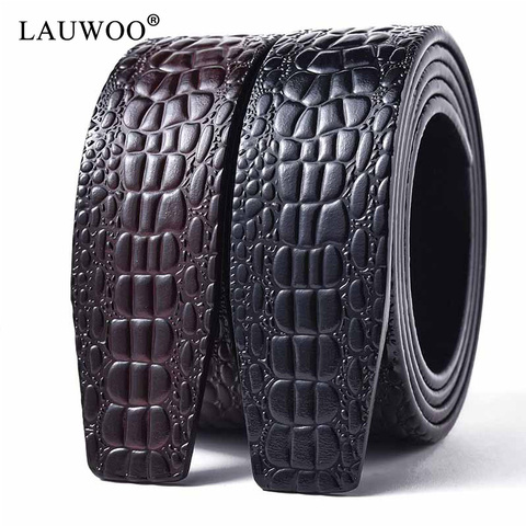Brand No Buckle 3.5cm Wide Genuine Leather Automatic Belt Body Strap Without Buckle Belts Men 100% cowhide crocodile pattern ► Photo 1/6