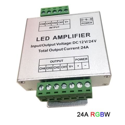 DC12V-24V LED RGBW / RGB Amplifier 12A 24A 30A 3CH 4CH Output RGBW/RGB LED Strip light Power Repeater Console Controller ► Photo 1/6