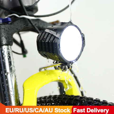 Electric Bicycle LED Headlight 12W 36V 48V Waterproof E Bike Front Light Flashlight 4 Lights with Horn for Ebike ► Photo 1/6