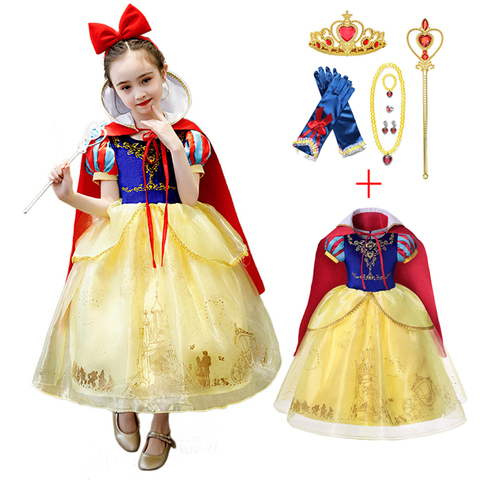 Snow White Princess Party Dresses Kids Christmas Cosplay Clothing Short Floral Lace Tulle Dress For Girls ► Photo 1/6