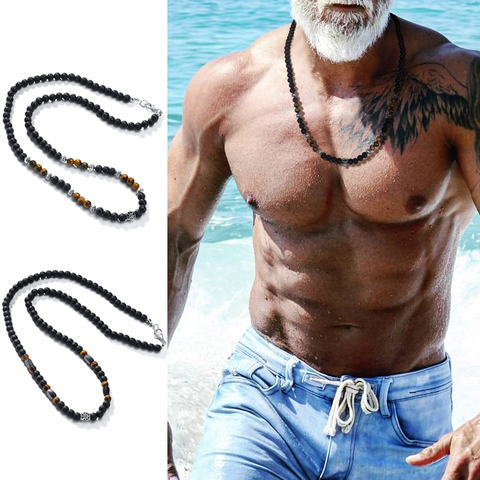 BOHO BEADED NECKLACES FOR MEN ETHNIC NECKLACE MALA NECKLACE TRIBAL NECKLACE SURFER JEWELRY GIFT FOR MEN ► Photo 1/6