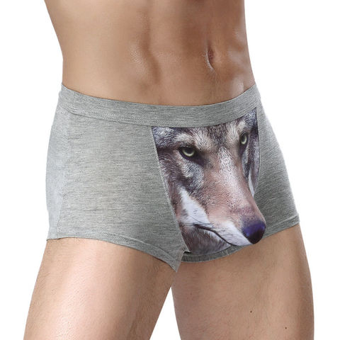 Wolf Funny Underwear Men Cotton Breathable Boxer Shorts Man Brand U Pouch Scrotum Underwear Cartoon Cueca Masculina Underpants ► Photo 1/6