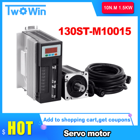 High quality Servo motor set 10N.M 1.5KW 1500RPM 130ST AC Servo Motor 130ST-M10015+ Matched Servo Driver ► Photo 1/6