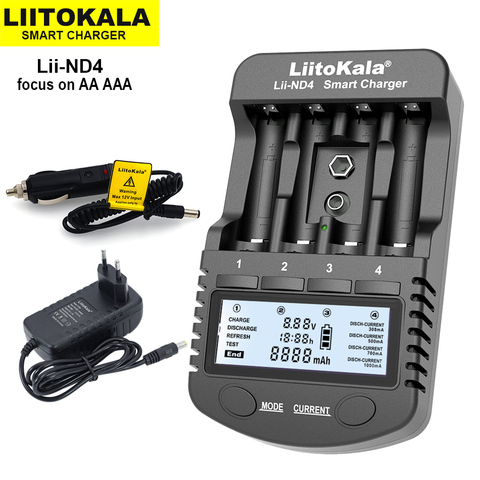 LiitoKala Lii-ND4 NiMH/Cd AA AAA Recharge Bateery Charger LCD Display and Test Battery Capacity 9V Batteries. ► Photo 1/1