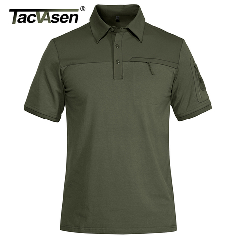 TACVASEN With 2 Zipper Pocket T-Shirt Men's Tactical Military Short Sleeve Polo Shirts Casual Team Work Golf Tops Man Clothing ► Photo 1/6