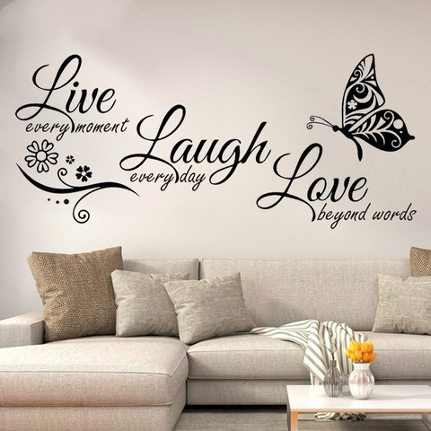 Live Laugh Love Butterfly Flower Wall Art Sticker Modern Wall Decals Quotes Vinyls Stickers Wall Stickers Home Decor Living Room ► Photo 1/6